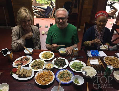 A meal at the homestay in Sapa 